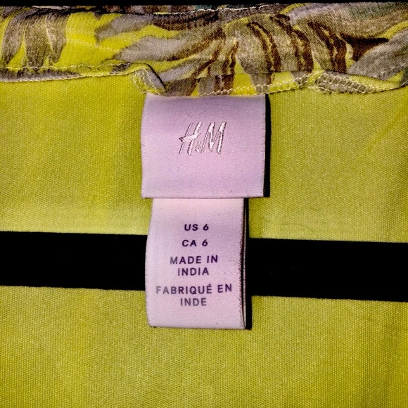 H&M yellow ruffle chiffon print top mini dress tunic 6 - Picture 6 of 10